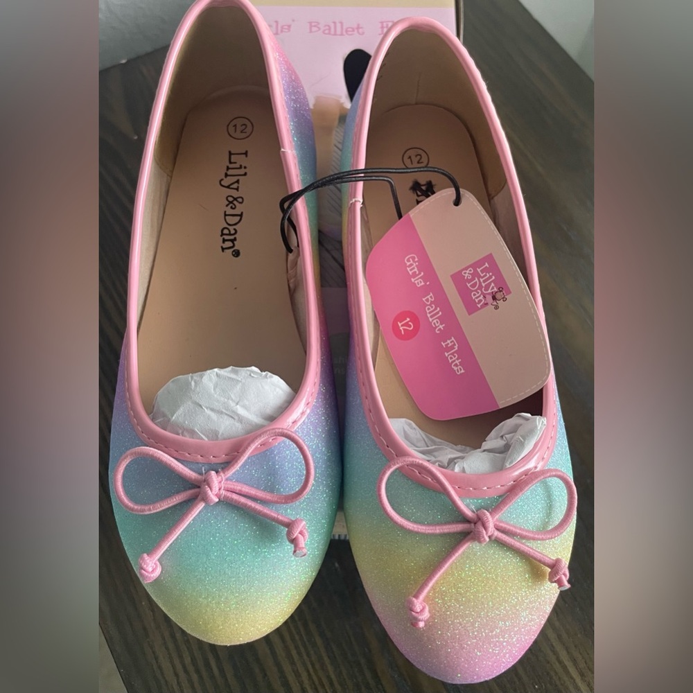 Pink and Green Kids Ballet Flats Lilly and Dan